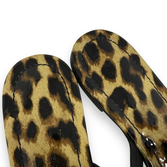 Tory Burch Patent Leather Leopard Slip On Miller Thong Sandal Black 7 Women’s - Picture 3 of 13